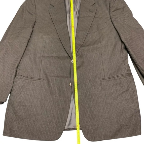 VINTAGE 90s CANALI LORO PIANA Men Blazer 110’s 56R Wool Brown Italy PINSTRIPES - Picture 4 of 12